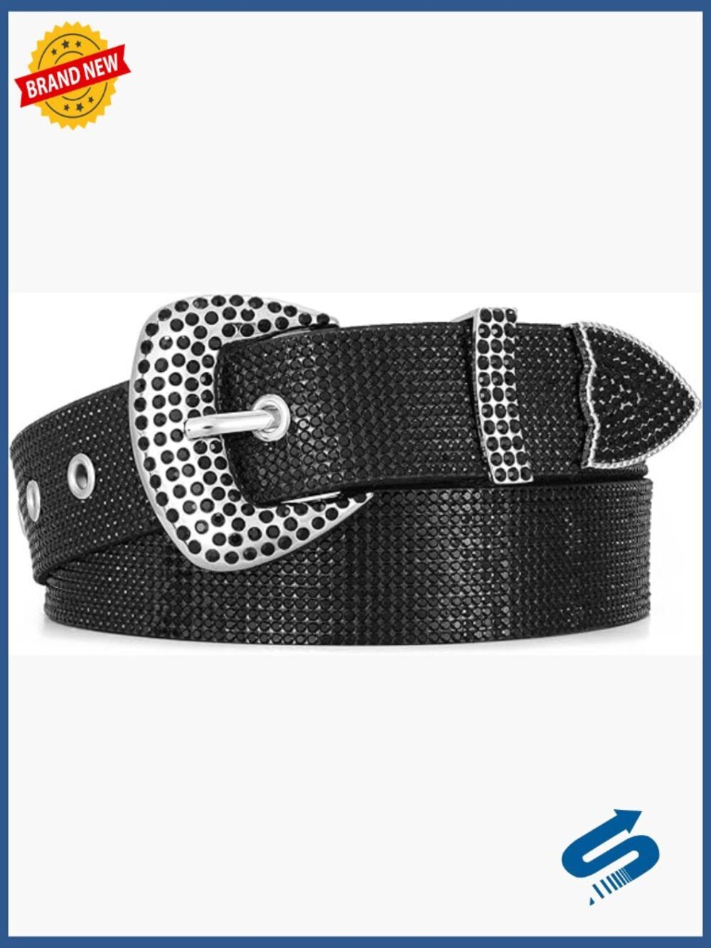 Rhinestone Studded Leather Belt Disco Western Cowgirl Waist Belt